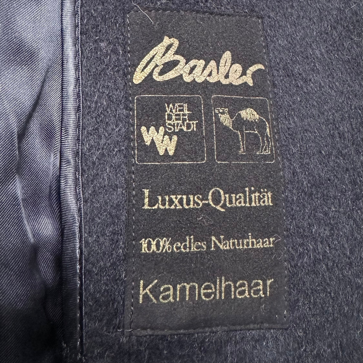 Vintage Camel Hair Wool Coat - Dark Blue - size L