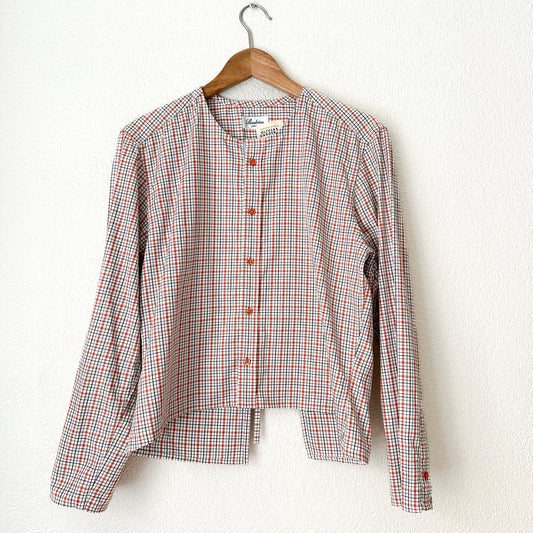 Plaid Shirt - open back with bow- Upcycled Shirt 63 - S