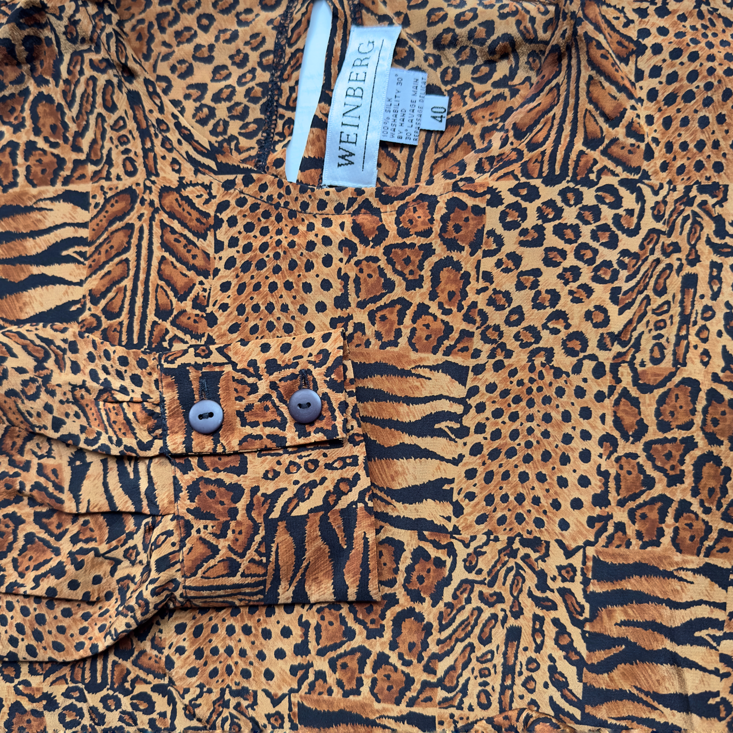 Vintage Weinberg Animal Print Silk Blouse, size 40