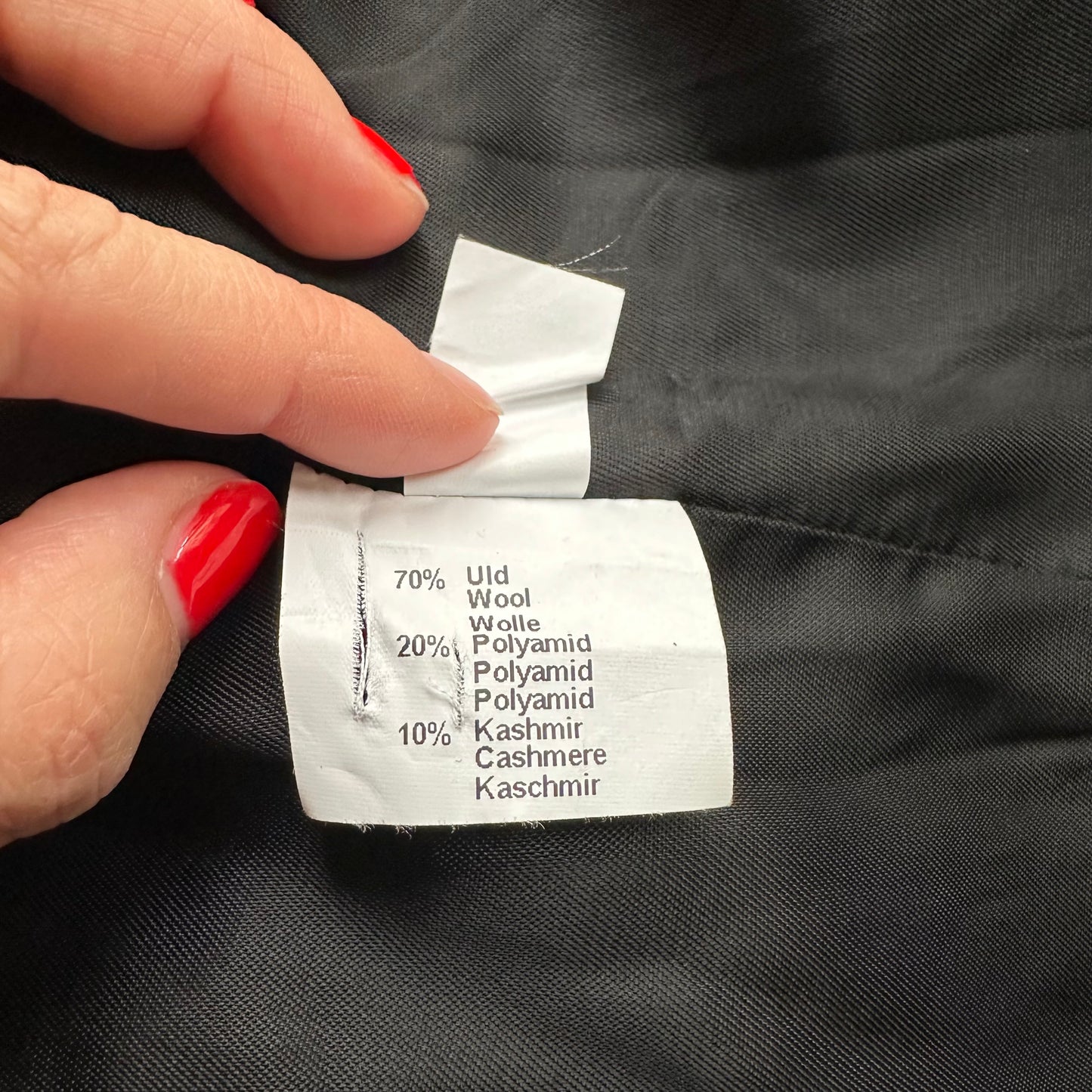 Black Wool Cashmere Coat, size EU44