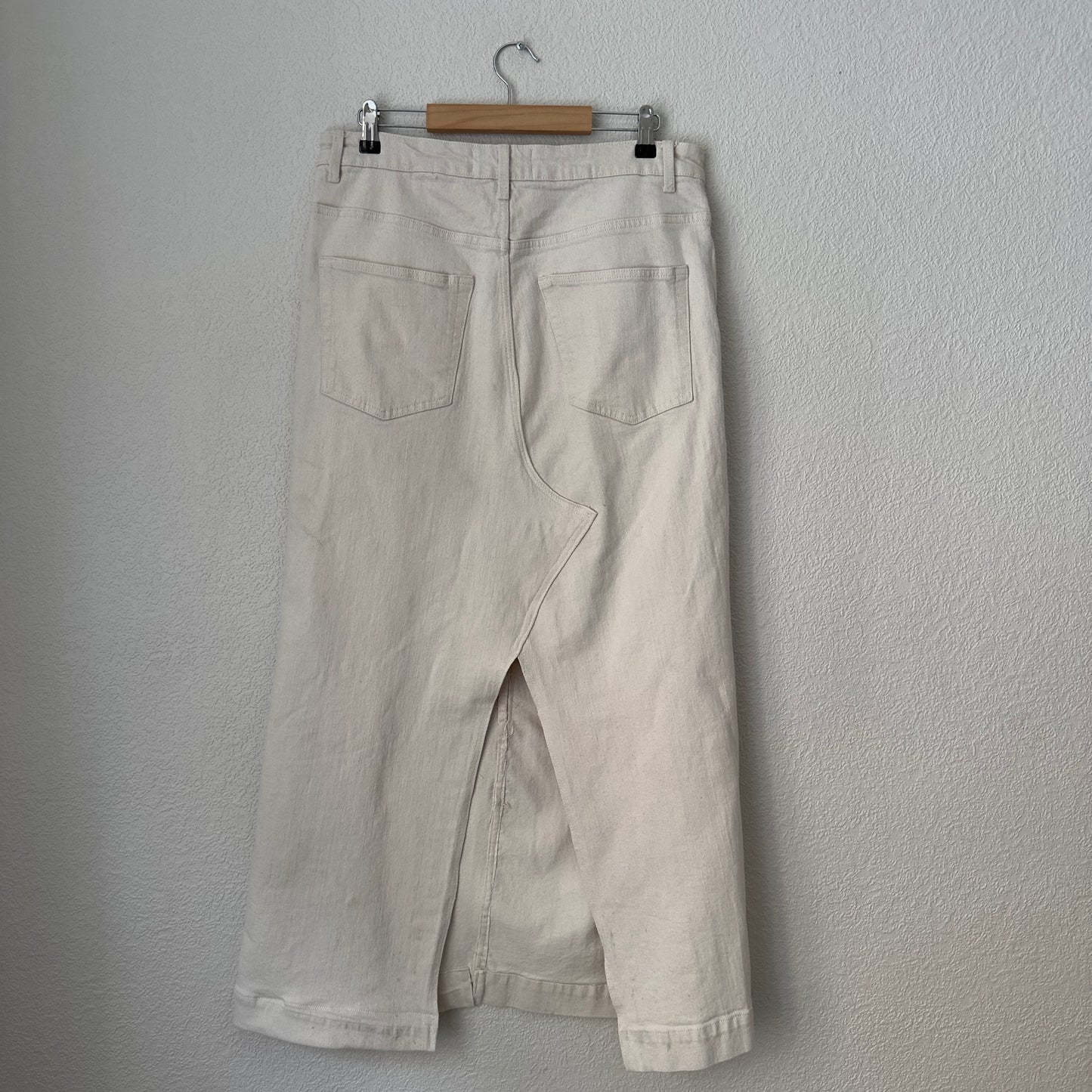 Upcycled Denim Maxi Skirt 15 - Ecru - Size M-L