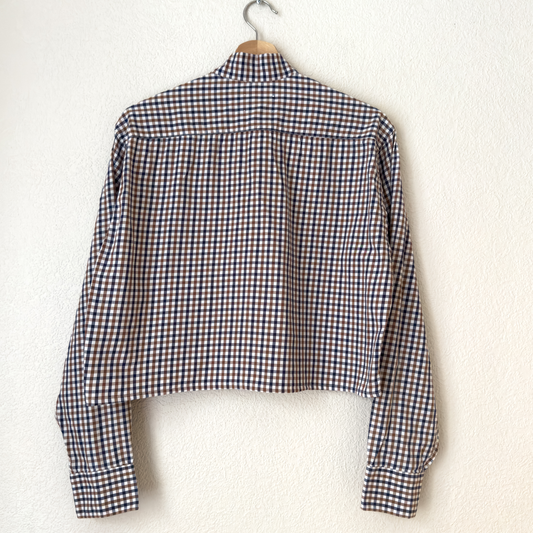 Checks tie neck - Upcycled Shirt 61 - M, Cotton