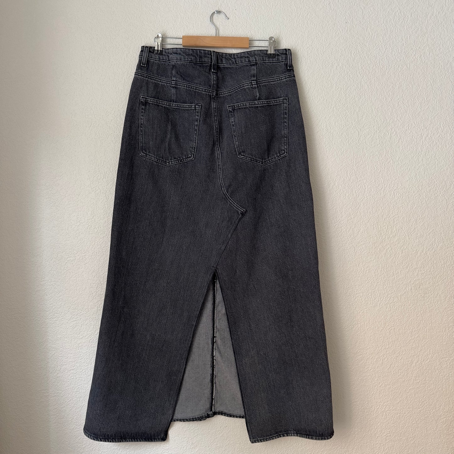 Upcycled Denim Maxi Skirt 20 - faded Black - Size L