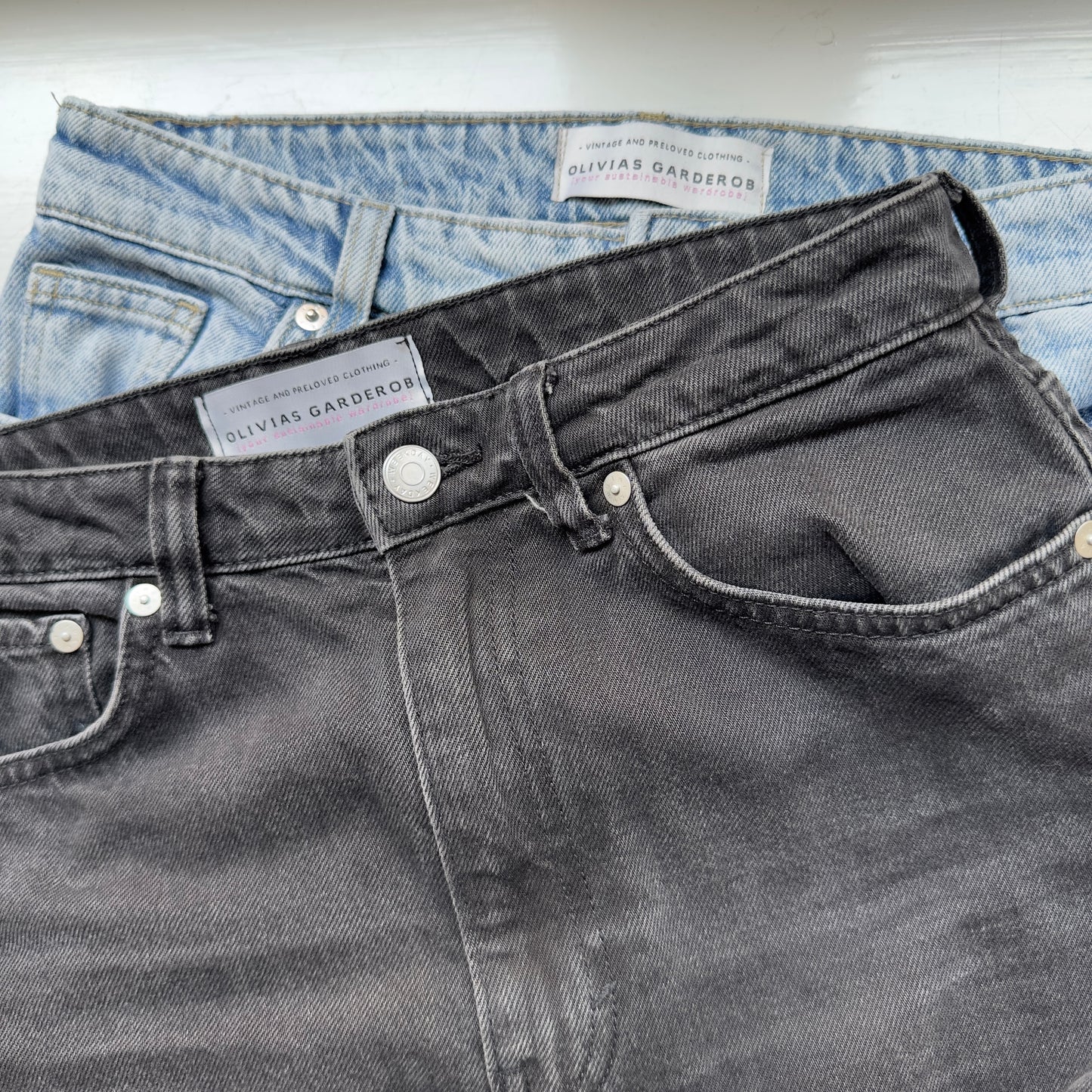 Upcycled Denim Maxi Skirt 17 - Light Blue - Size S-M