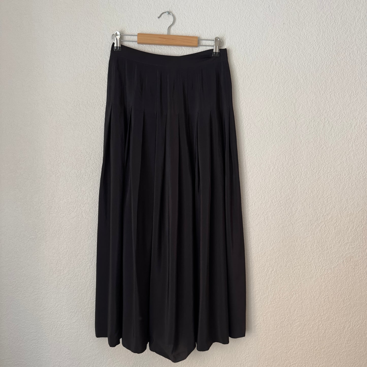 Vintage Black Pleated Silk Skirt
