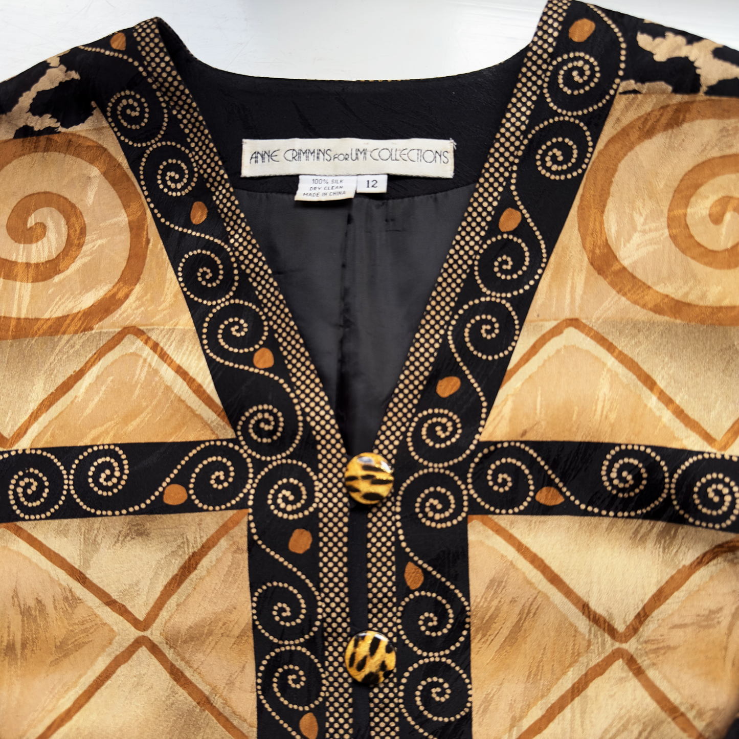 Vintage animal Print Silk Blazer - size M