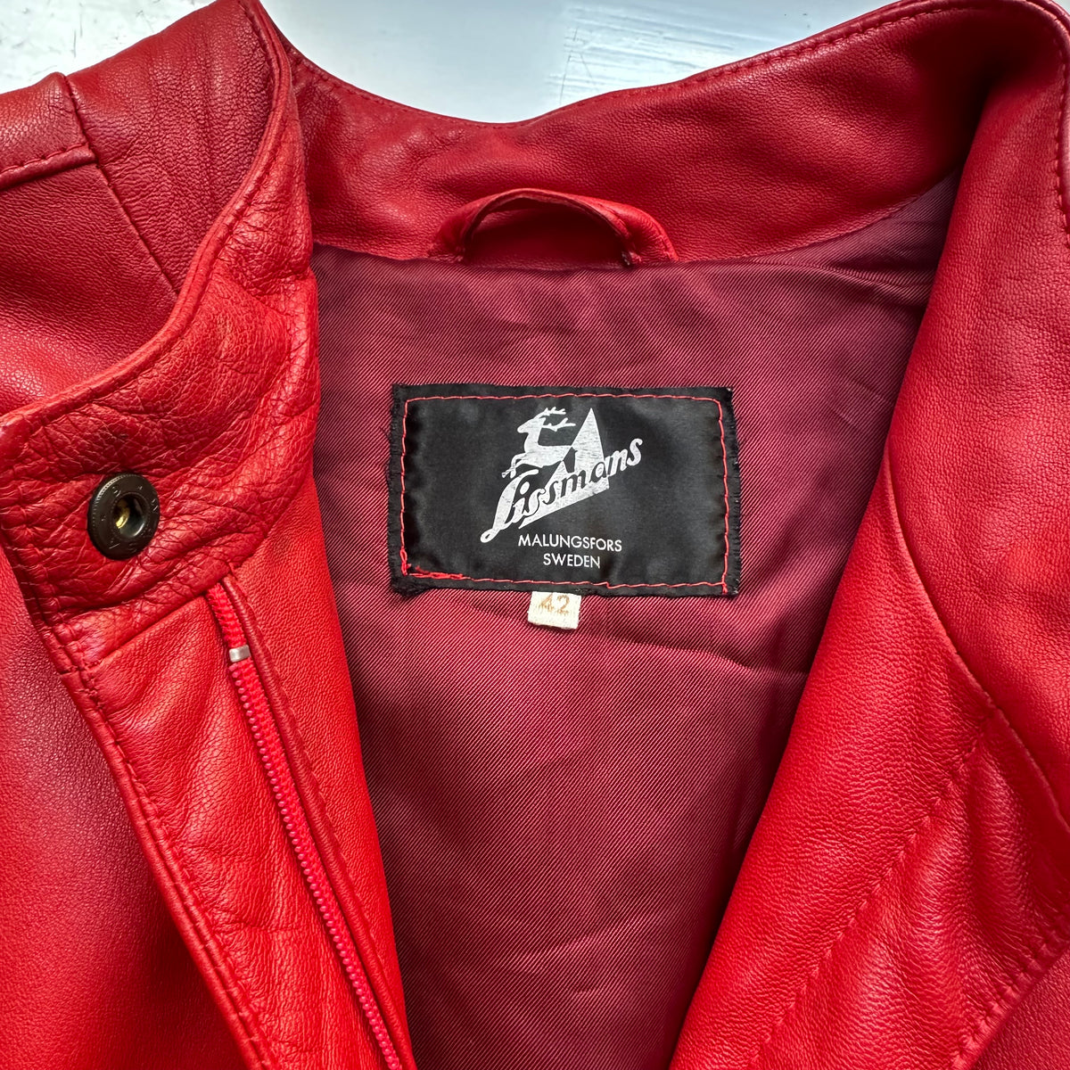 Vintage Red Leather Jacket - size M