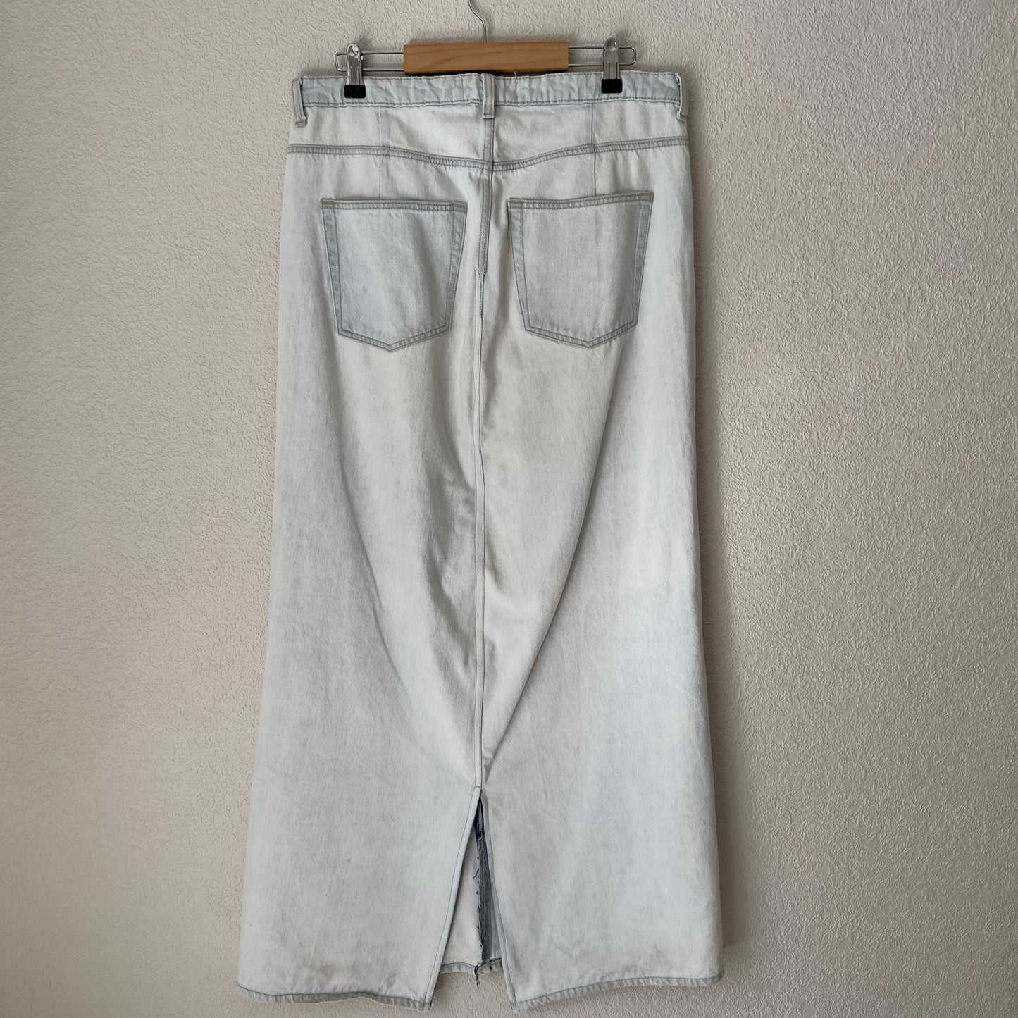 Upcycled Denim Maxi Skirt 19 - Bleached - Size L