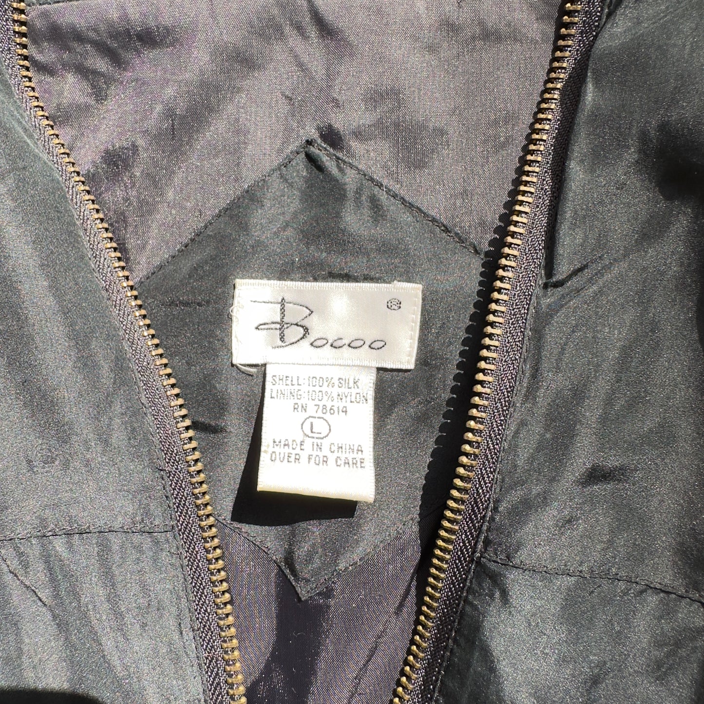 Vintage Black Silk Bomber Jacket