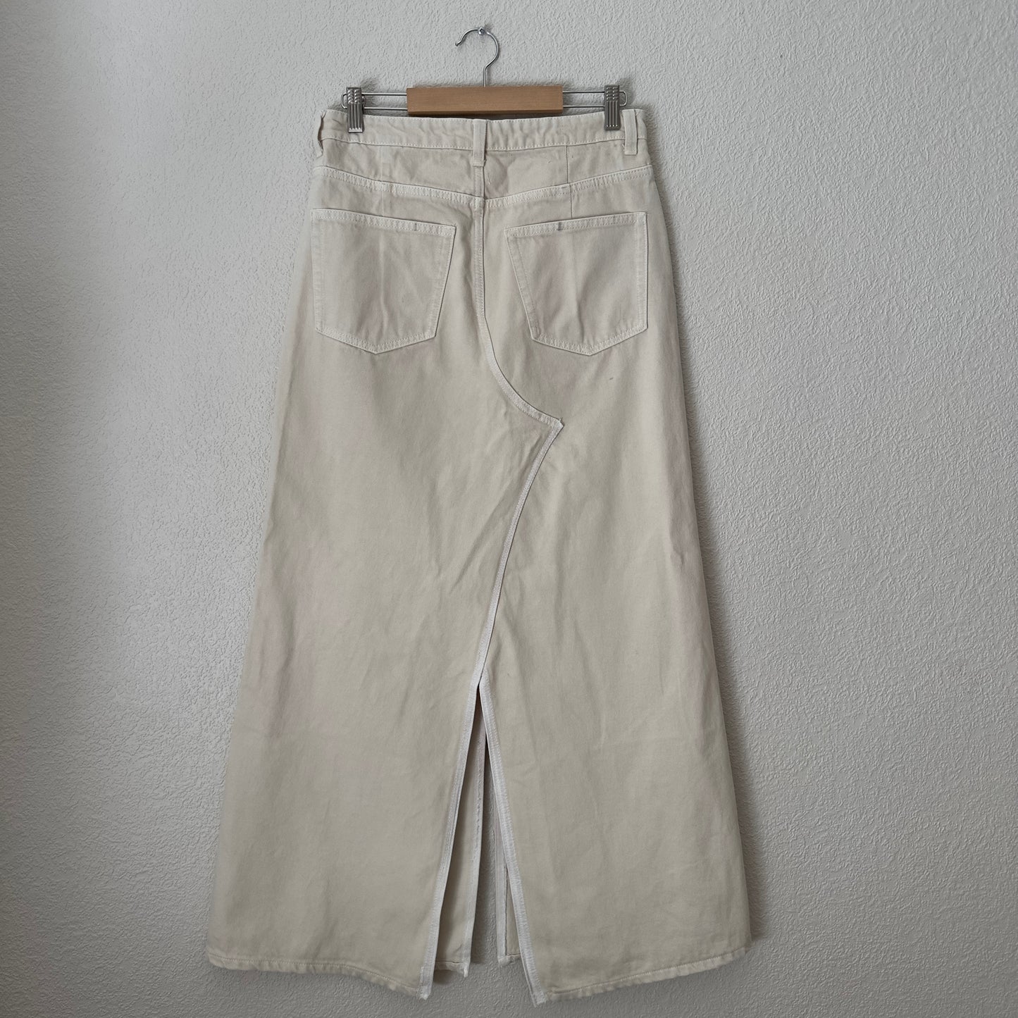 Upcycled Denim Maxi Skirt 9 - Beige - Size M