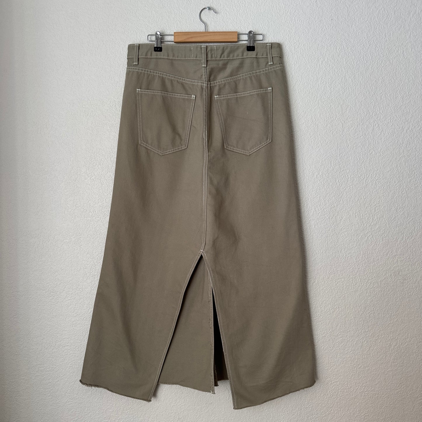 Upcycled Denim Maxi Skirt 13 - Sage - Size M-L