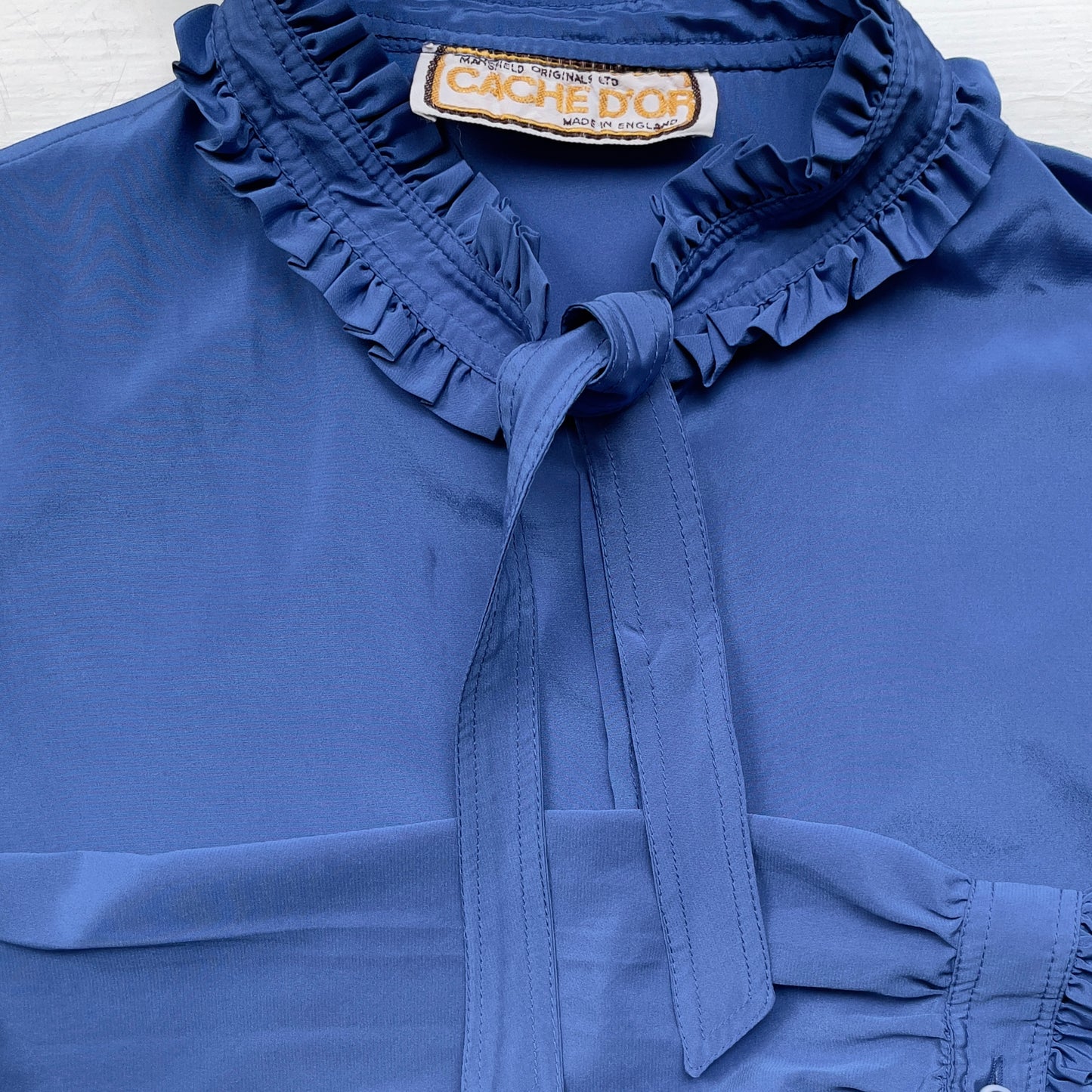 Vintage Blue Bow Tie Blouse