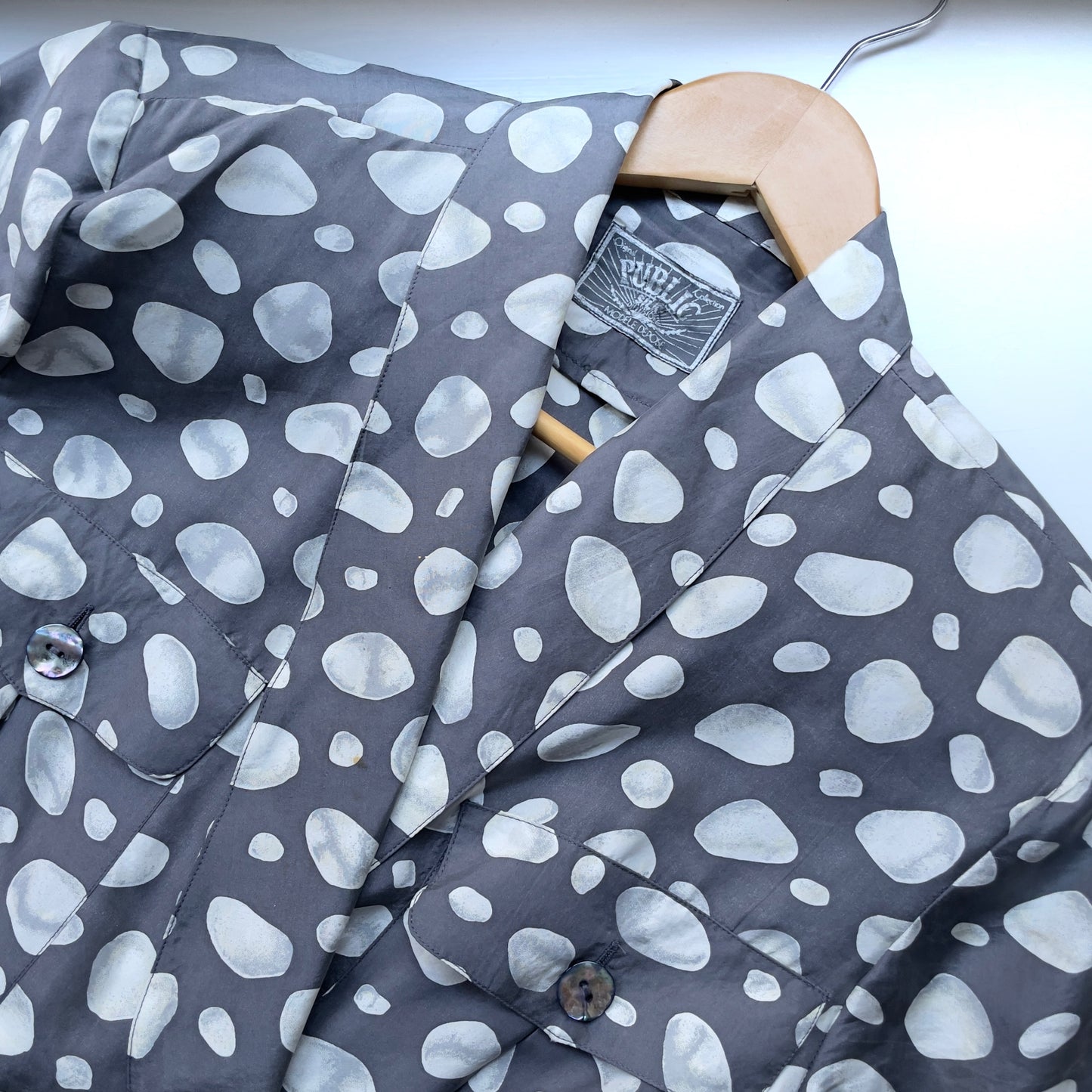 Vintage Silk Dress - Gray and white pattern