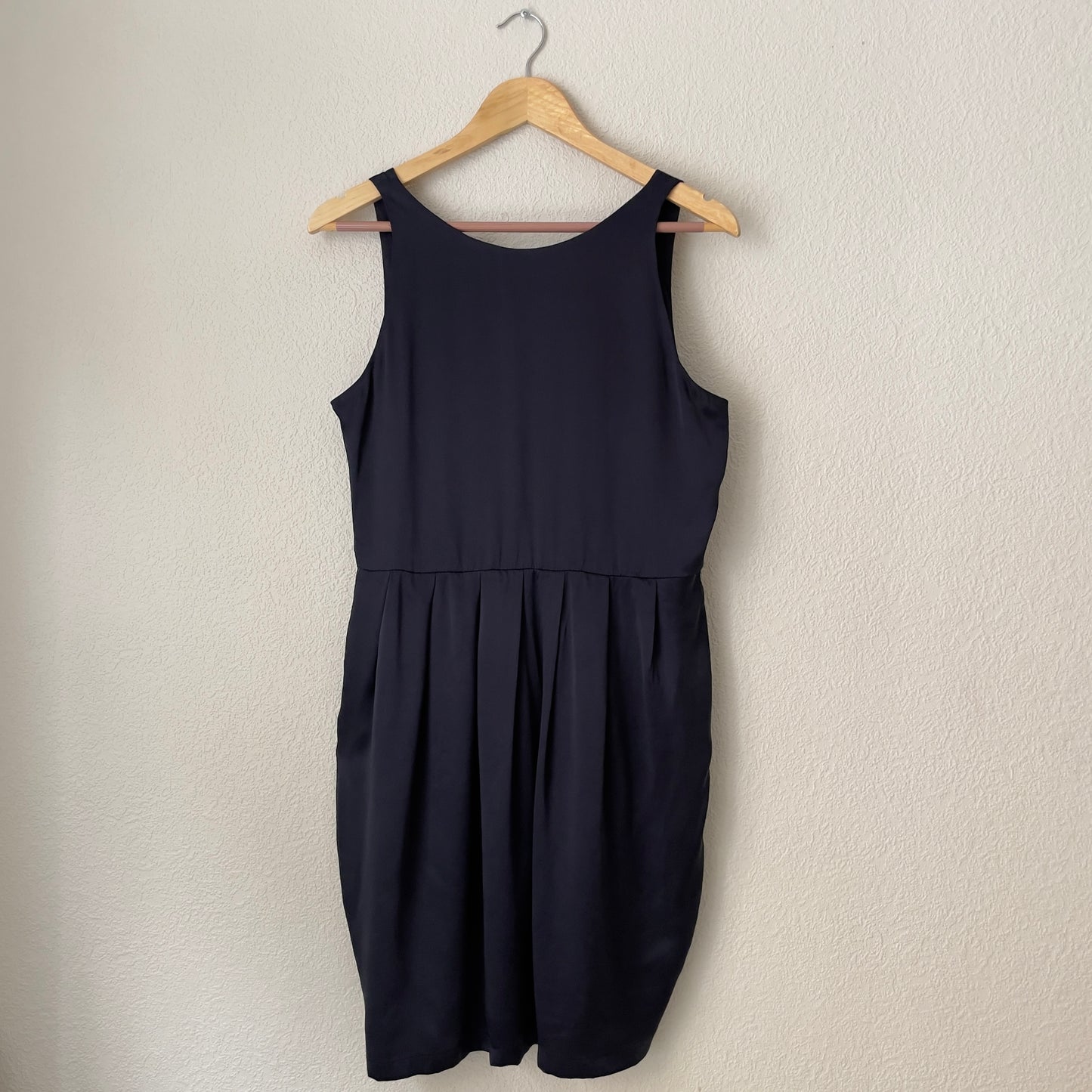 Navy Blue Tulip Silk Dress - Frances-P