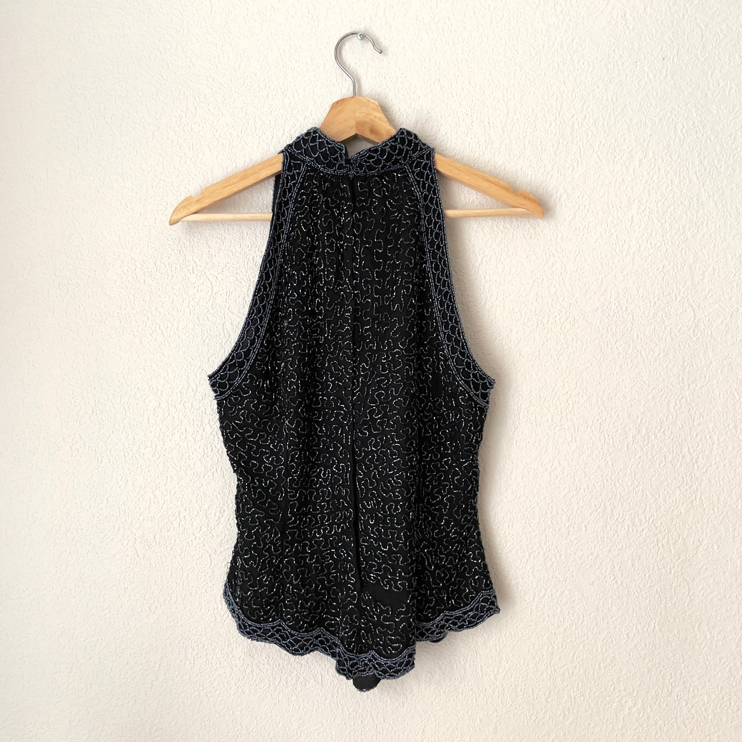 Vintage Silk Beaded Top - 1980s - size M