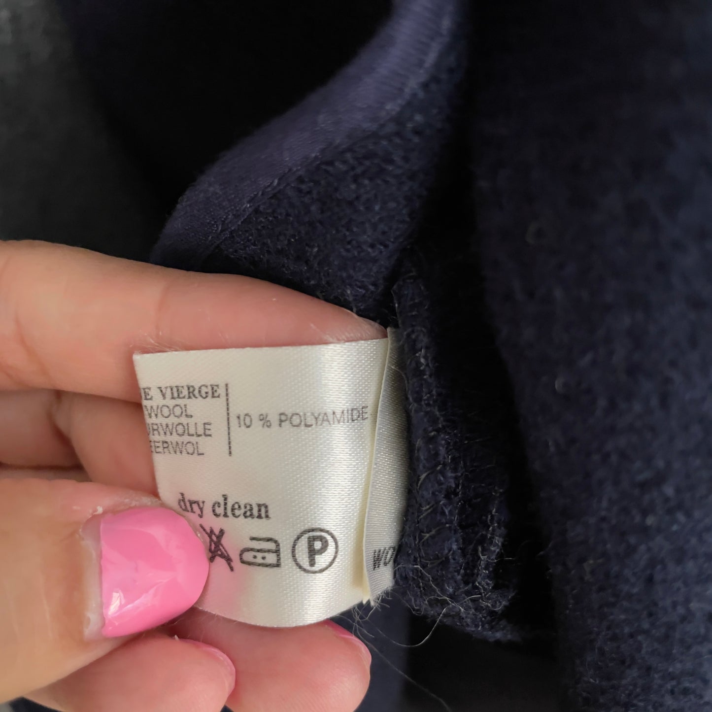 Upcycled Bow Blazer Navy Blue/White, Pure Wool - size S