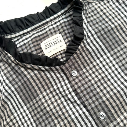 Plaid Open Back Black Bows - Upcycled Men’s Shirt 49 - M,L, Cotton