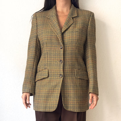 Vintage Houndstooth Plaid Wool Blazer 2 - size 40