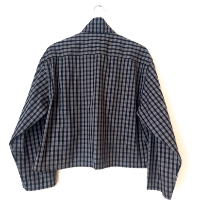 Funnel Neck Bow Shirt - Upcycled Shirt 59 - M-L, Cotton