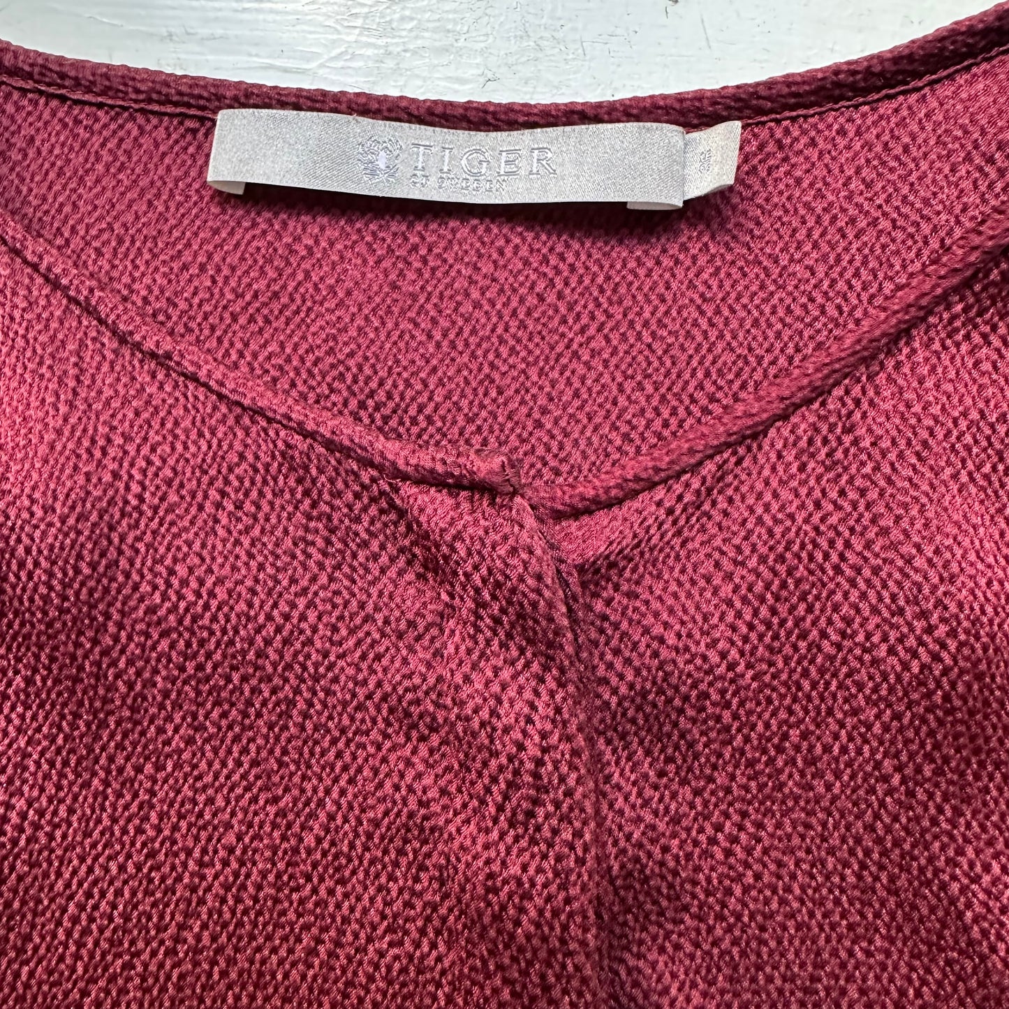 Burgundy Silk Polo Shirt - Tiger of Sweden - size S