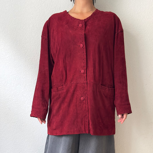 Dark Red Suede Jacket - size L