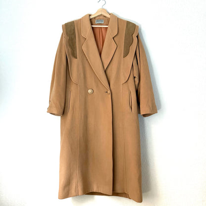 Vintage Beige Wool Coat - size XL