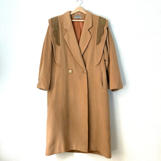 Vintage Beige Wool Coat - size XL