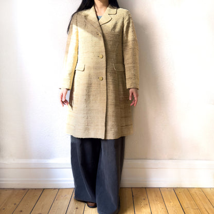 Vintage Cream Raw Silk Coat - size M