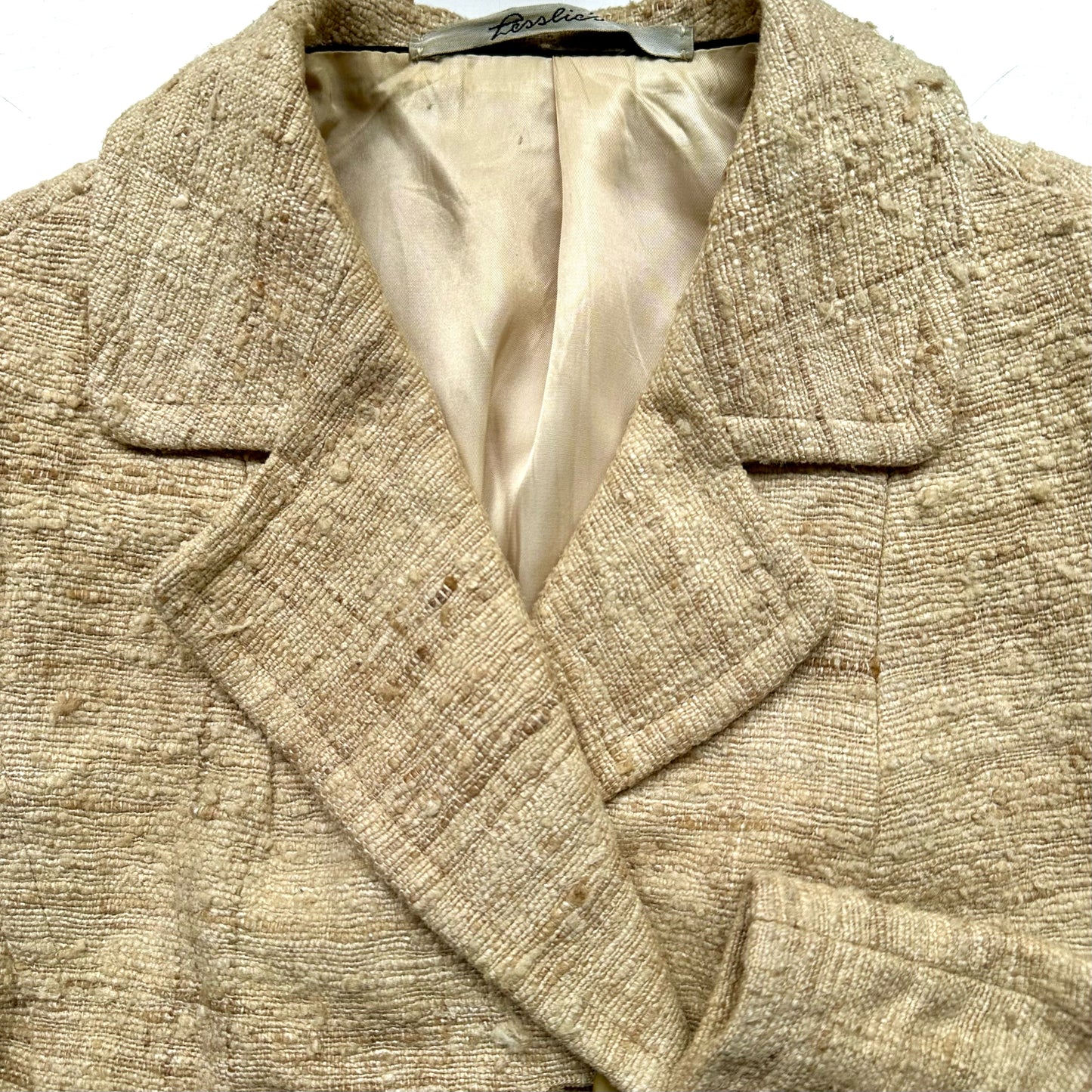 Vintage Cream Raw Silk Coat - size M