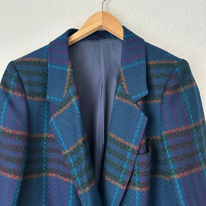 Vintage Plaid Blazer - pure wool - size EU42
