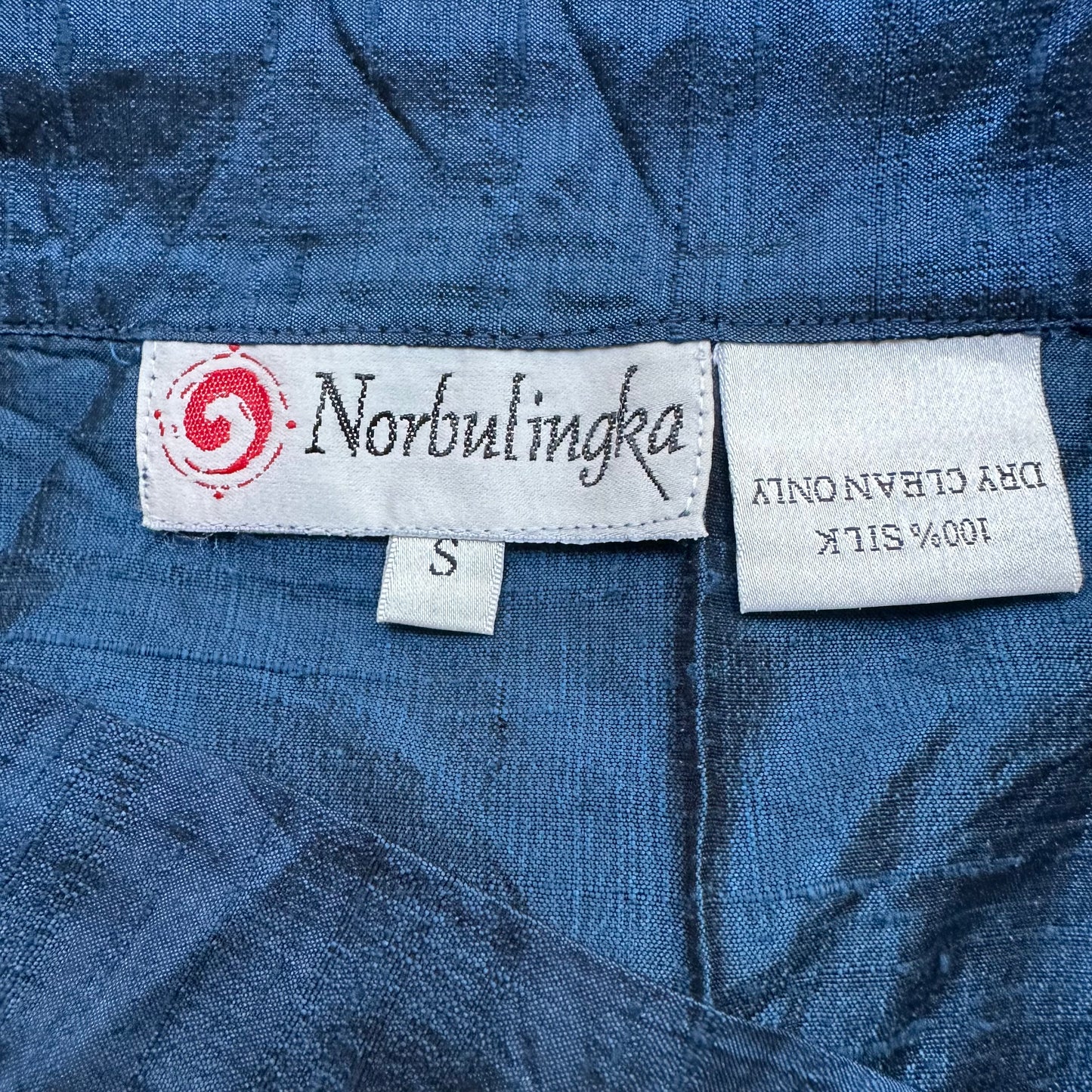 Vintage Blue Raw Silk Skirt - size S