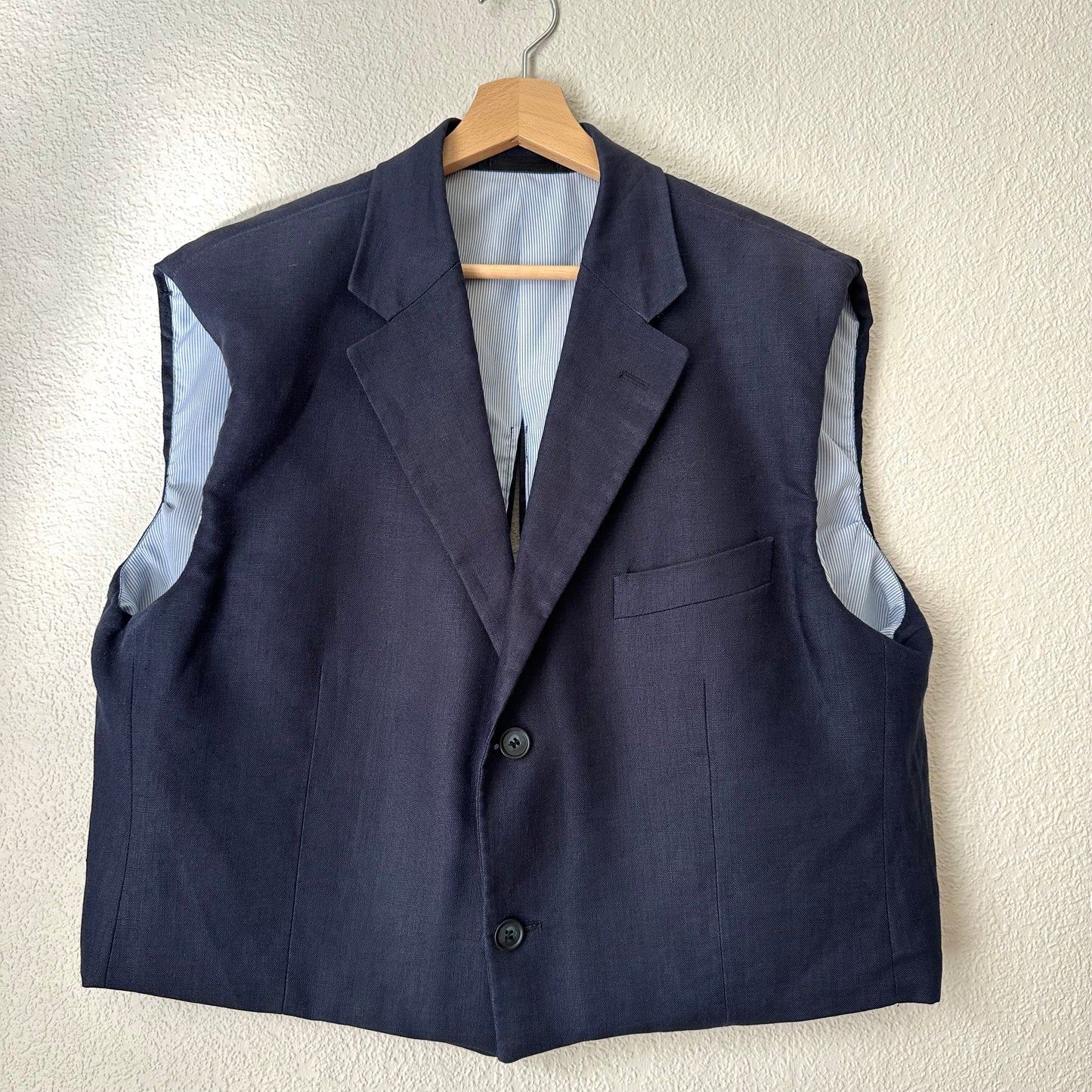 Upcycled Bow Vest Blue/Silk Bow - size M