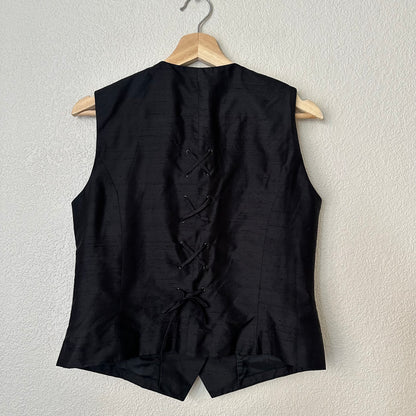Vintage Black Silk Vest - size 38