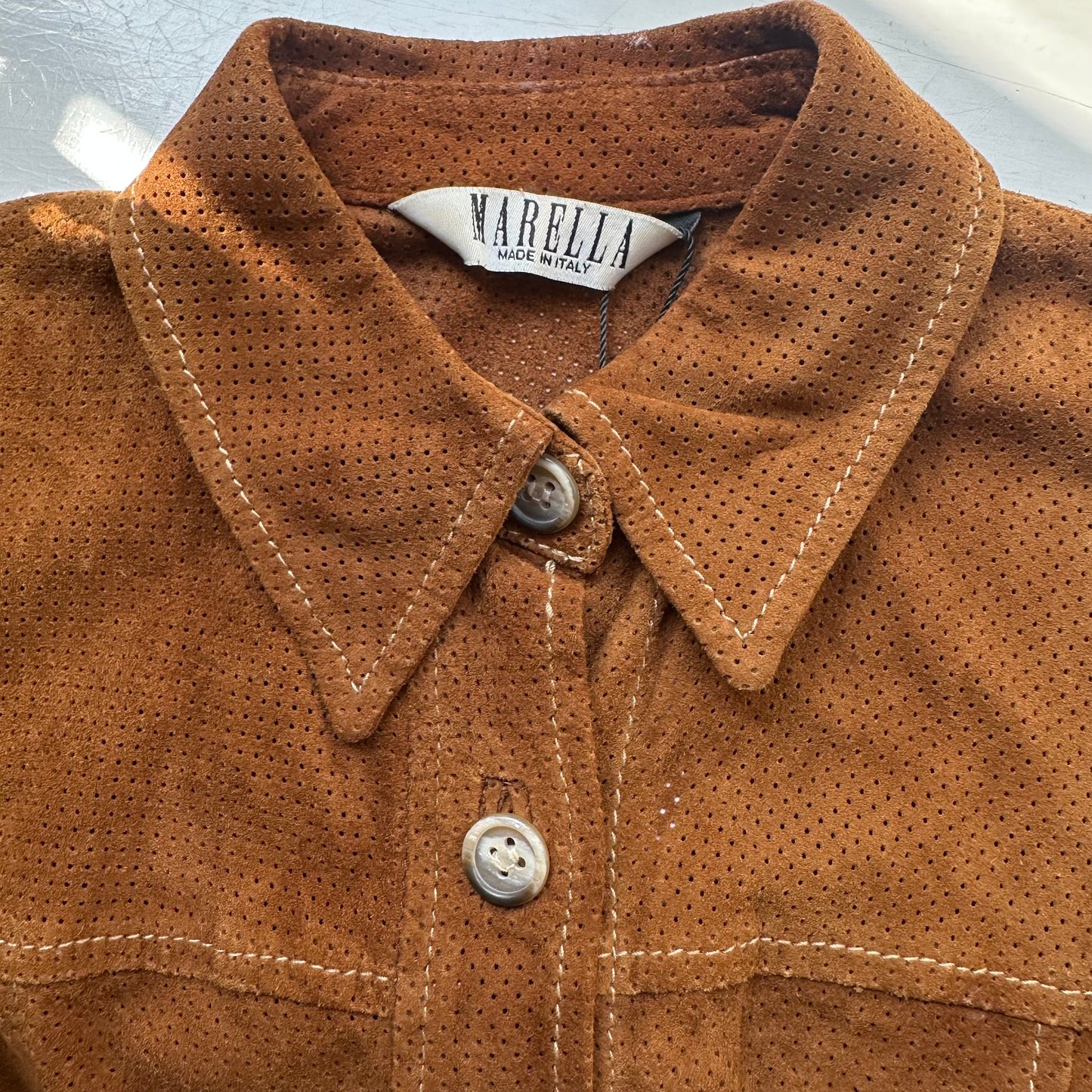 Vintage Brown Suede Shirt - size S-M