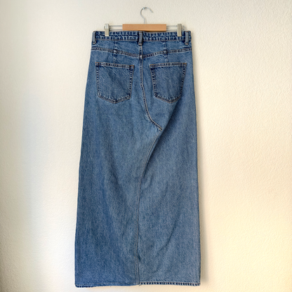 Upcycled Denim Maxi Skirt 24 - Blue - Size L