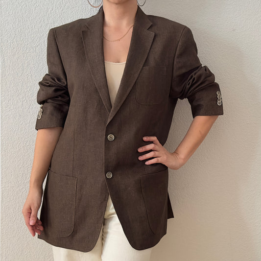 Brown Linen Blazer - Menswear