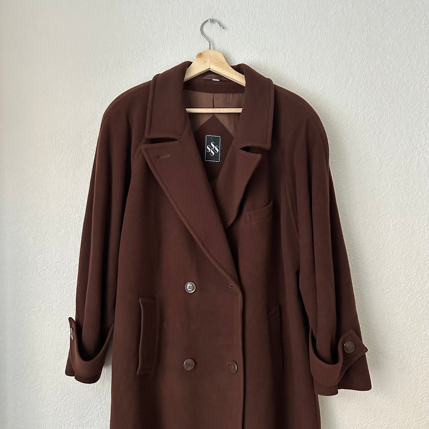 Vintage Double Breasted Brown Wool Coat, size EU40