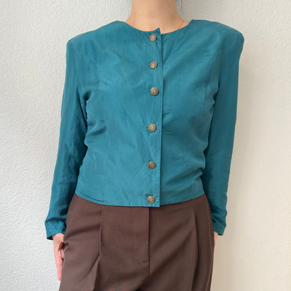 Vintage Green Silk Short Jacket