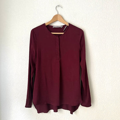 Burgundy Silk Polo Shirt - Tiger of Sweden - size S