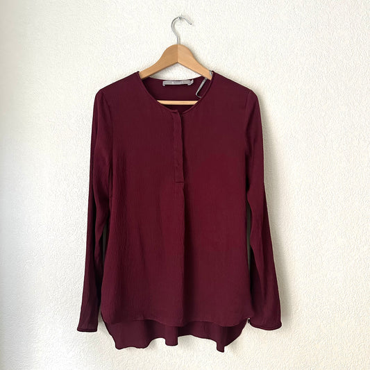 Burgundy Silk Polo Shirt - Tiger of Sweden - size S