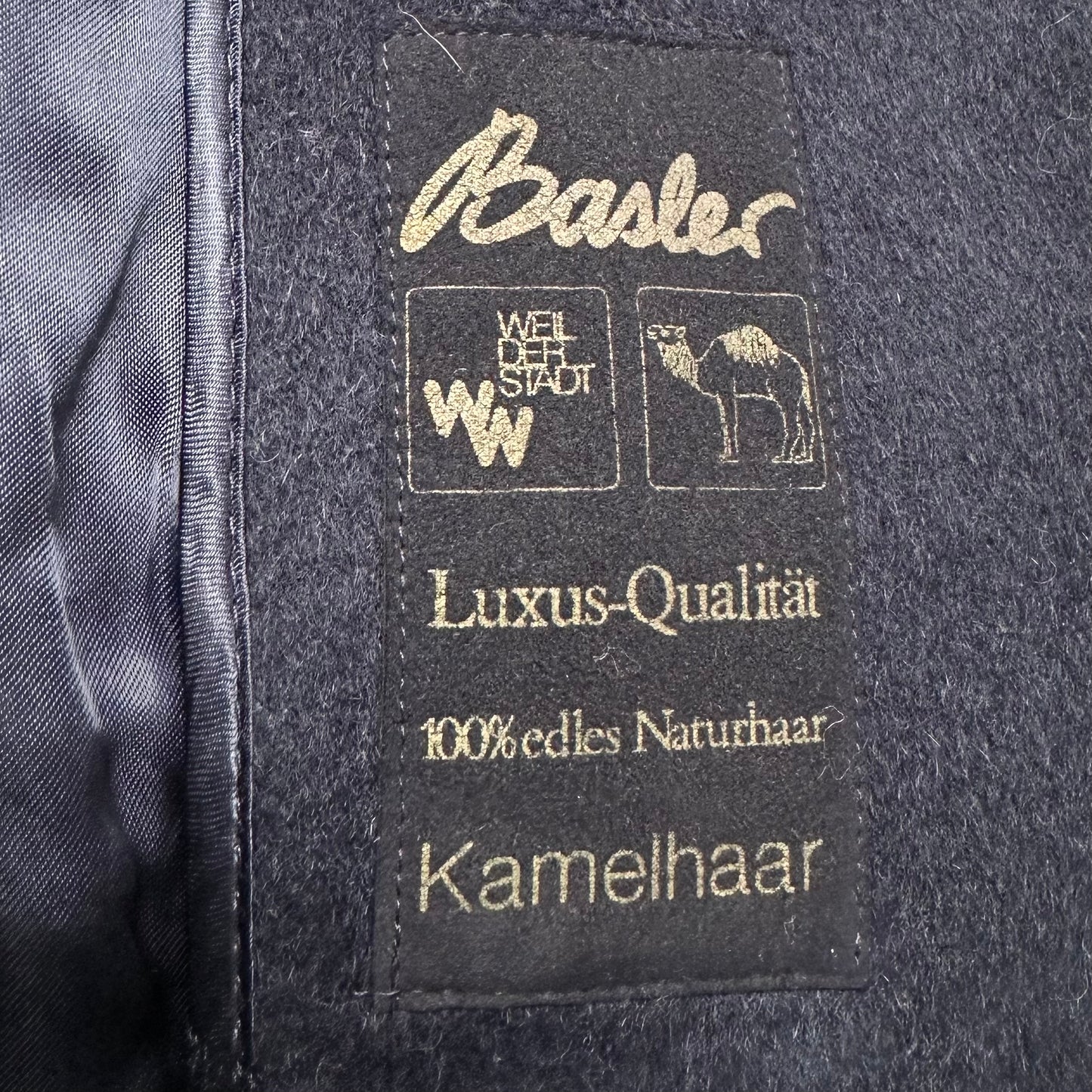 Vintage Camel Hair Wool Coat - Dark Blue - size L