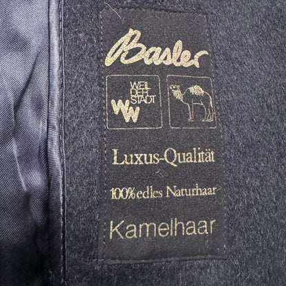 Vintage Camel Hair Wool Coat - Dark Blue - size L