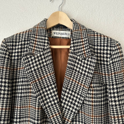 Vintage Houndstooth Plaid Blazer - size EU 40