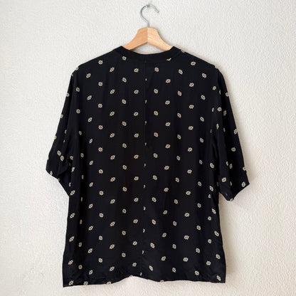 Black Print Silk T-Shirt - size M
