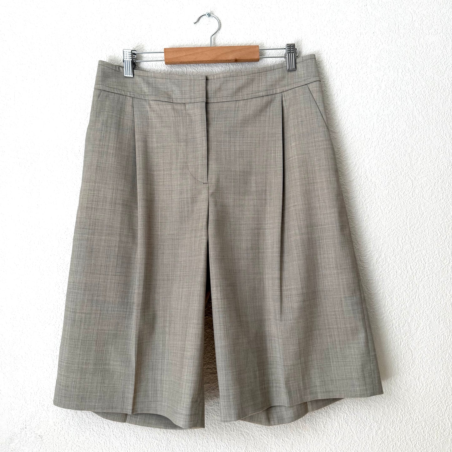 Arket Beige Wool Blend Bermuda Shorts - Size M