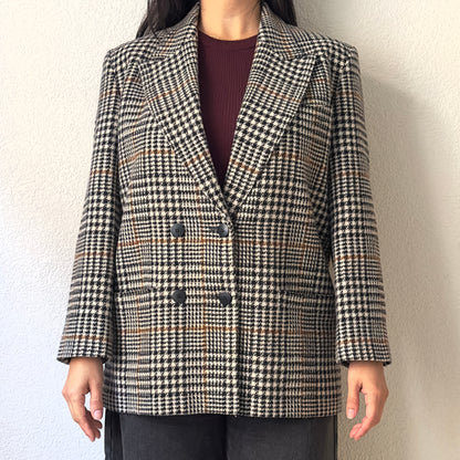 Vintage Houndstooth Plaid Blazer - size EU 40