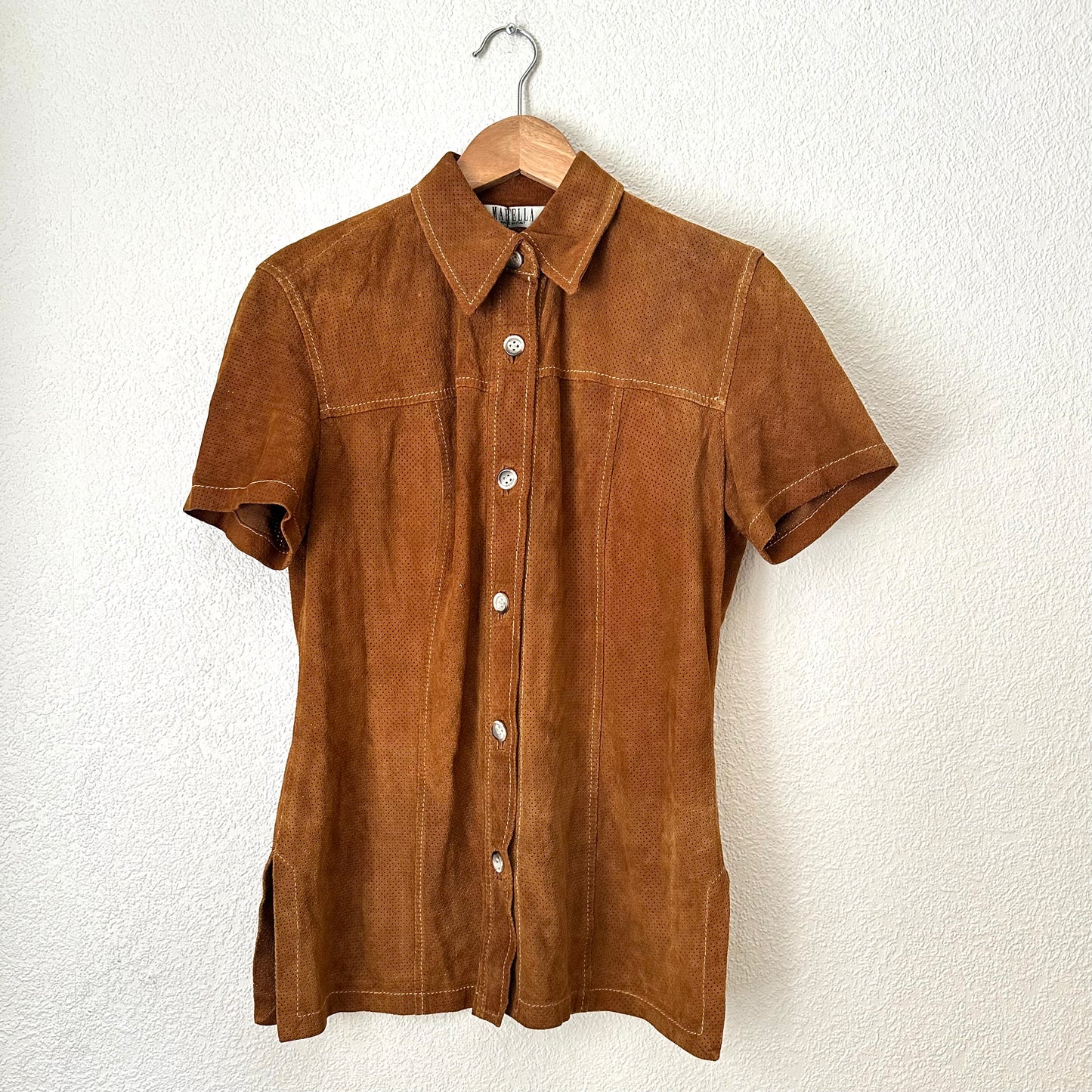 Vintage Brown Suede Shirt - size S-M