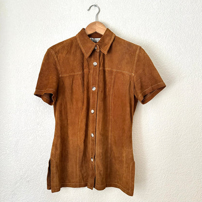 Vintage Brown Suede Shirt - size S-M