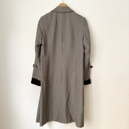 Vintage Brown Houndstooth Wool Coat - size M