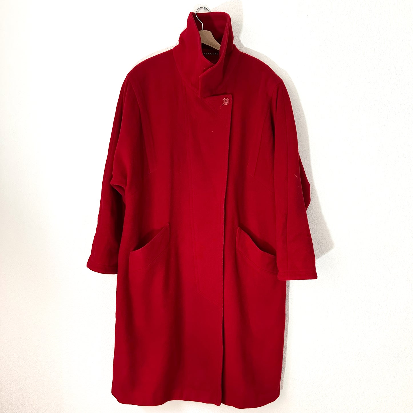 Vintage Red Wool Cashmere Coat - size L-XL